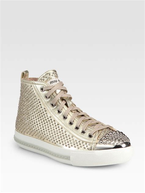 miu miu gold sneakers|miu jewelry.